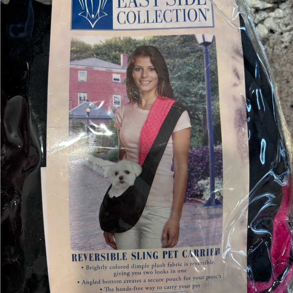 East Side Collection Reversible Sling Pet Carrier - Black and Pink